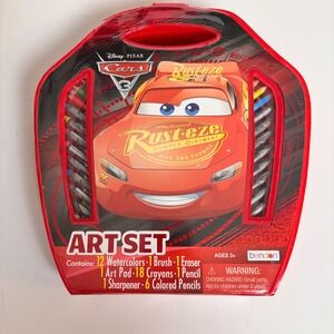 Disney Pixar Cars 3 Lightning McQueen Art Set Gift 40+ Piece Portable Case New